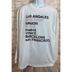 Urban Label White Fashion Shirt Sz XL Fashion Cities Los Angeles New York Paris